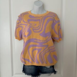 Groovy Abstract Patterned Women's Sweater Top